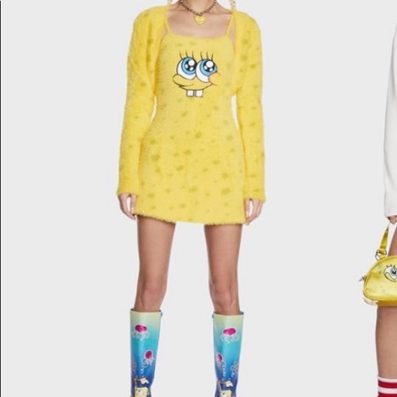 DOLLS KILL SPONGEBOB SQUAREPANTS Soak Up My Love Dress & Shrug - Picture 3 of 3